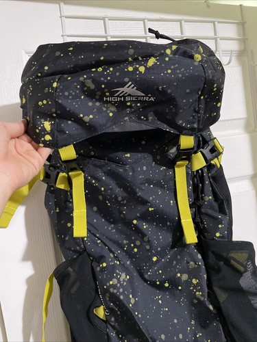 High Sierra Pathway 2.0 Youth 50L In Splatter Print Black Yellow Hiking Backpack - Picture 4 of 5
