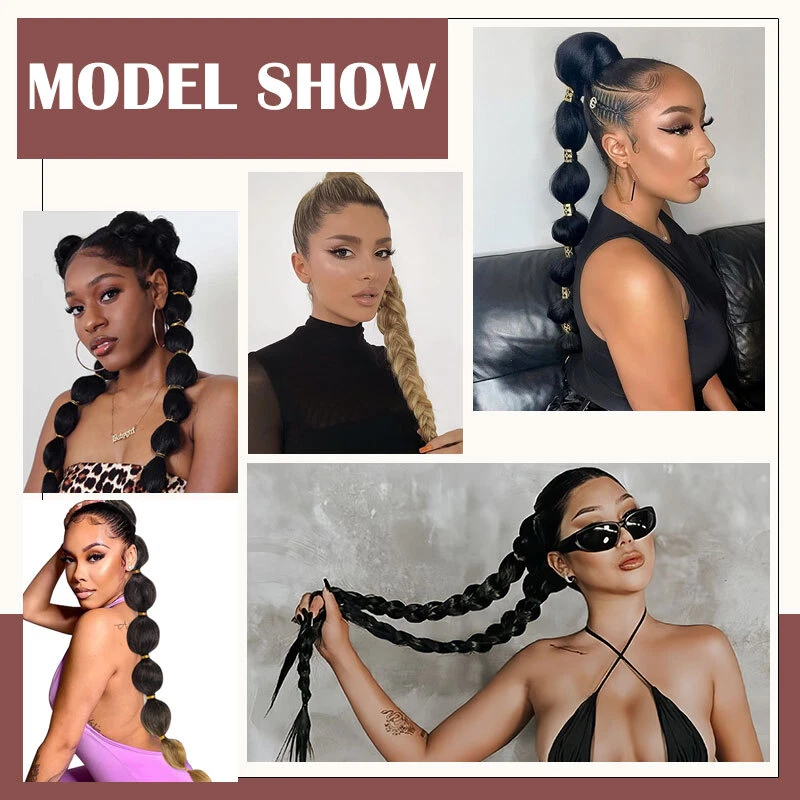 Pieza de pelo sintética de 86 cm trenzado cola de caballo hágalo usted mismo trenzas cola de caballo pelucas torcidas Foto 3 de 4