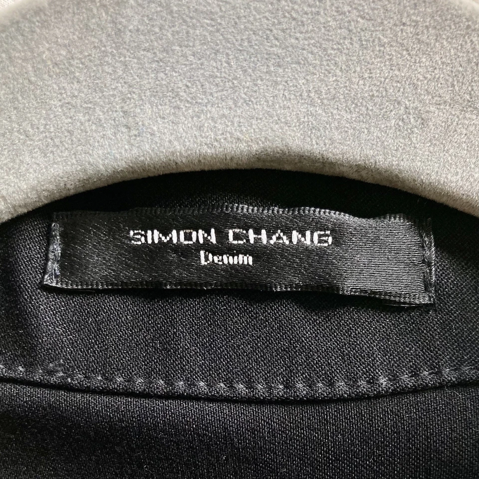 Simon Chang女式14纽扣夹克黑色弹力人造丝/尼龙经典二手状况完好 — 第 4/4 张图片