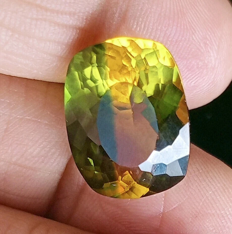 Cojín de turmalina bicolor corte 11-12 quilates piedra preciosa suelta natural certificada EGL Foto 4 de 4