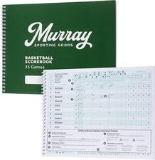 Murray Sporting Goods Classic Basketball Scorebook - 35 Games Green Score Keeper
