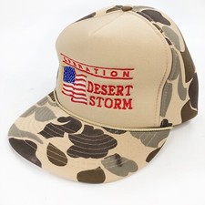 VTG Operation Desert Storm Mesh Trucker Hat 90  s Foam Dome Snap Back USA Flag