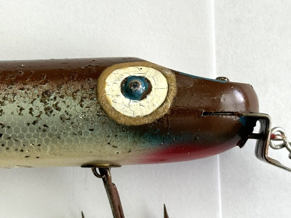 SEÑUELO DE MADERA 9" VINTAGE RARO HTF GIGANTE CREEK CHUB #6034 CAJA ORIGINAL - USADO Foto 4 de 4