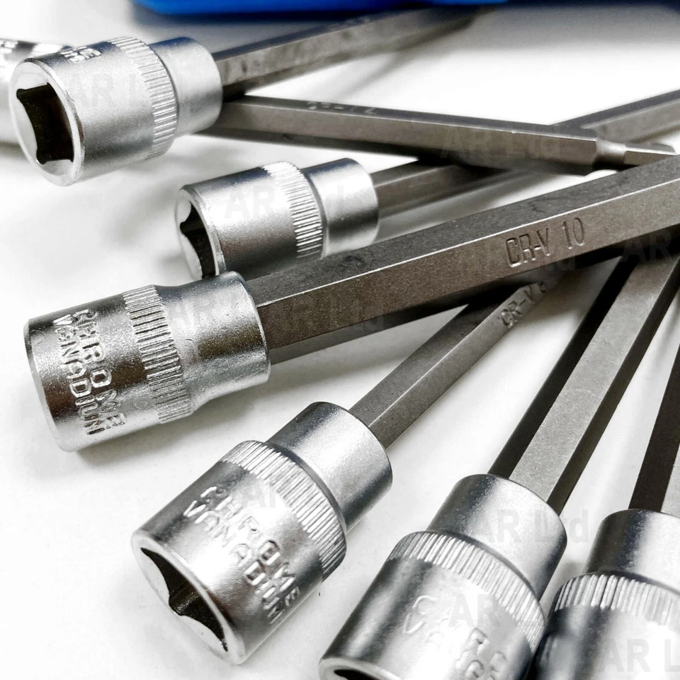 Male HEX Bit Sockets Set extra long 3-10mm Hex Allen key Socket  Bits 3/8" drive - Image 2 of 4