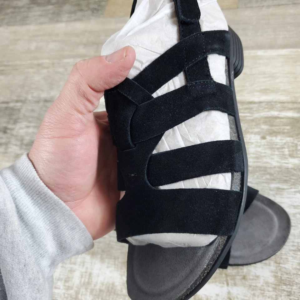 Sandalias Munro Corine para mujer talla 6 M negras gamuza correa ajustable cuña con tiras Foto 2 de 4