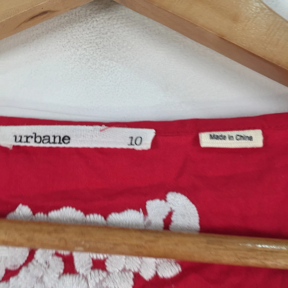 Blusa mujer Urbane top talla 10 roja manga 3/4 cuello redondo algodón 058383 Foto 3 de 4