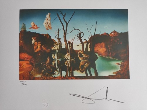 Salvador Dali Signed Lithograph - Swans Reflecting Elephants, 1937 - 第 1/4 張圖片