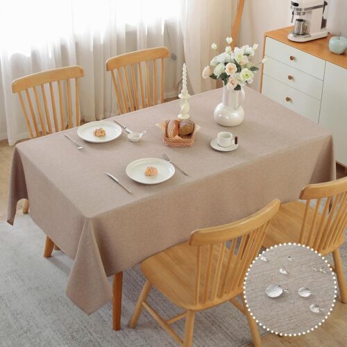 Wipeable, Stain & Wrinkle Resistant Solid Rectangular Table Cloth for Kitchen