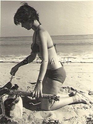 Org Vintage Amateur Semi Nude 1940s-60s RP- Bikini- Beach Fire- Endowed Brunette eBay