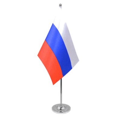 Russian Federation Russia Satin & Chrome Premium Table Flag 