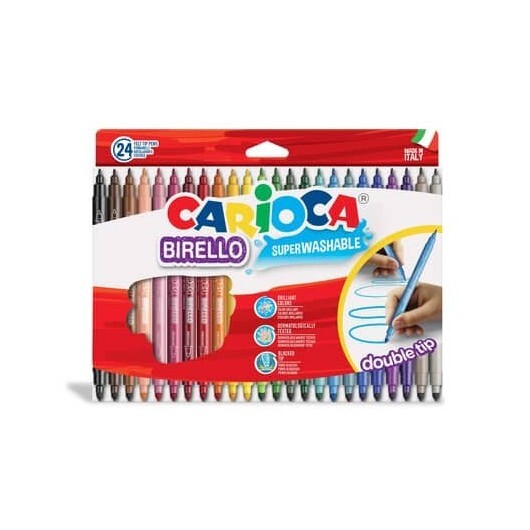 Pennarelli doppia punta Carioca Birello conf. da 24 colori assortiti 41521