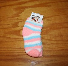 Kids Fuzzy Socks Colorful Stripes Peach, Blue, White Soft Cozy