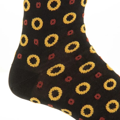 Dapper Classic halbhohe Socken schwarz gold Kreis orange Punkte geometrisch - Bild 2 von 2