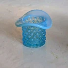 Fenton Glass Mini Hat Vase Blue Opalescent Hobnail