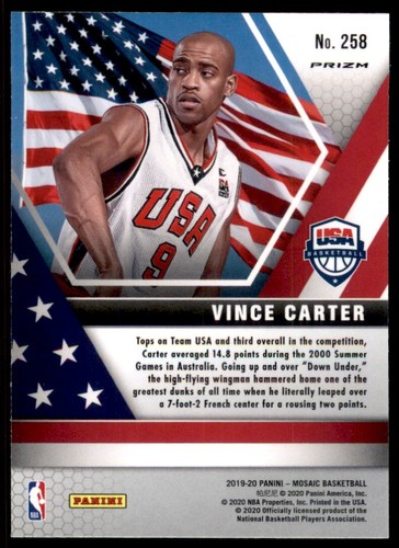 2019-20 Mosaic Orange Reactive Vince Carter Toronto Raptors #258 - Picture 2 of 2