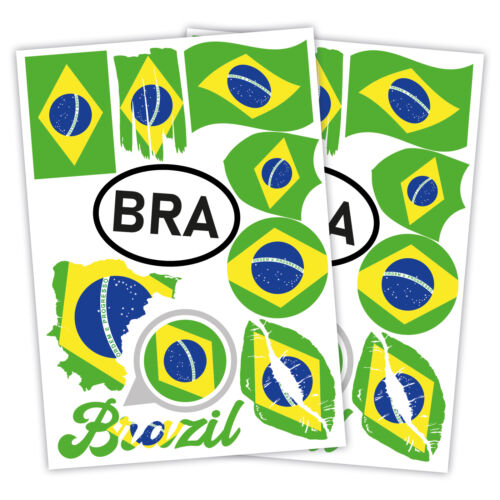 Länderfahnen Sticker Flaggen Aufkleber Set Fahrrad Auto Koffer R217-09 Brasilien - Bild 1 von 7