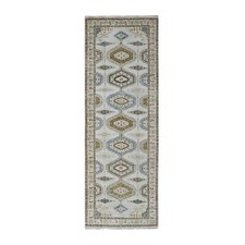 4'3" x 12' Intellectual Gray Farsian Village Wool Hand Knotted Runner Rug R84818