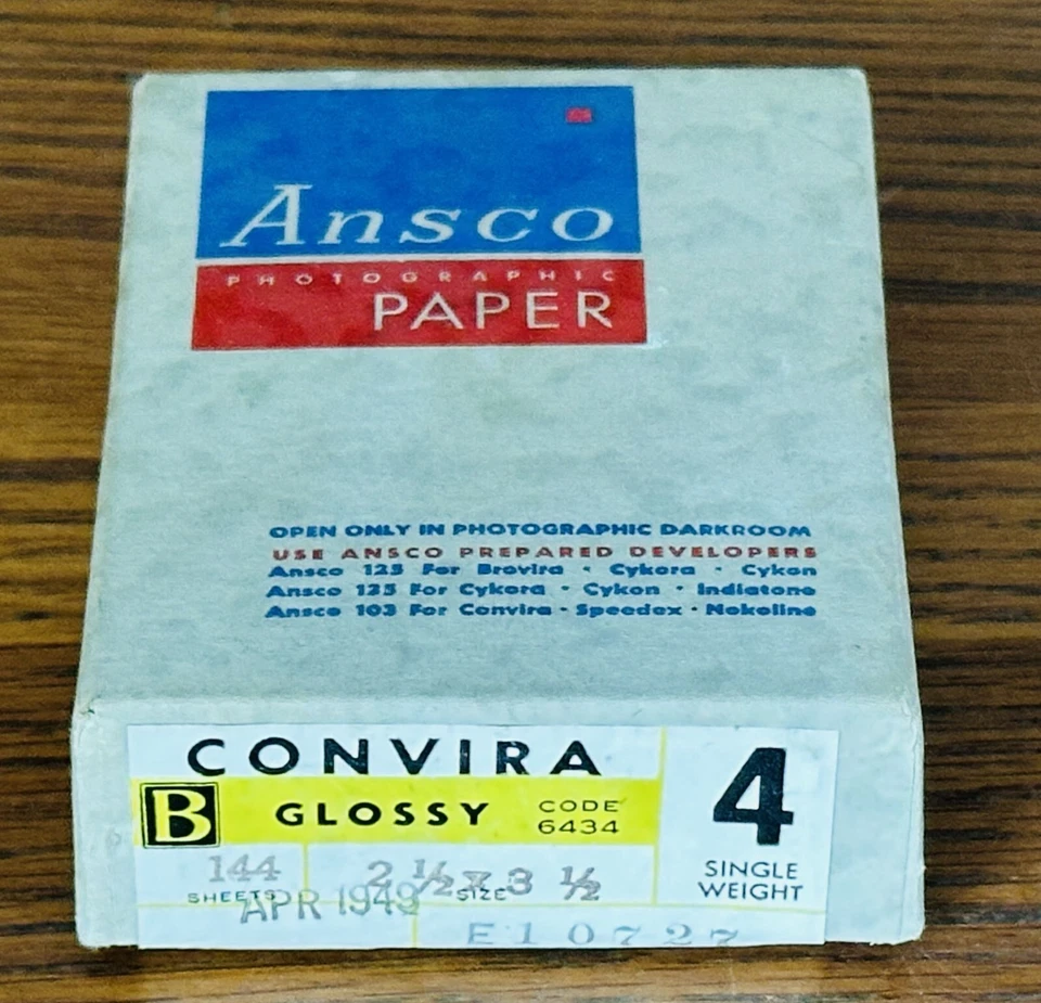PAPEL FOTOGRÁFICO ANSCO CONVIRA RARA CAJA SELLADA 1949 2,5x3,5 144 hojas peso brillante4 Foto 2 de 4