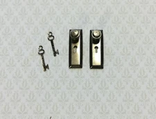 Dollhouse Miniature Door Knobs and Plates Set with Keyhole 1:12 Scale Pewter