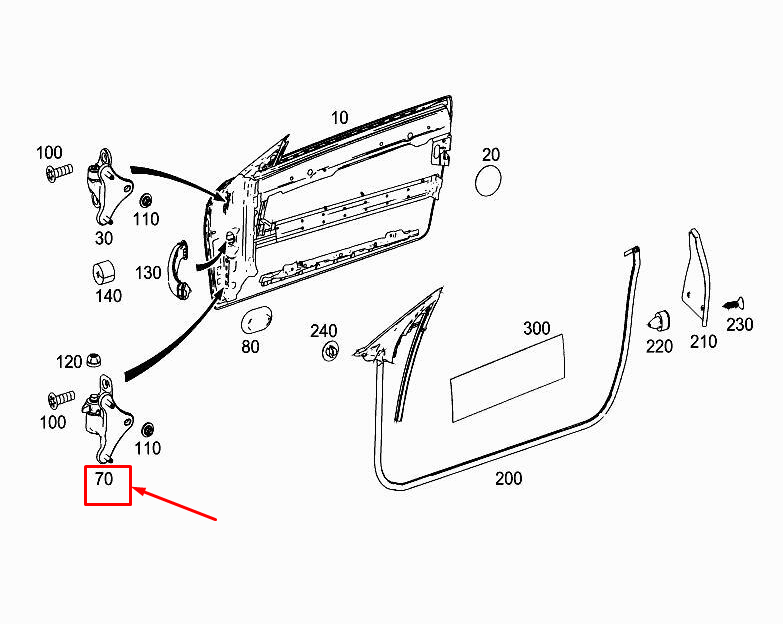 MERCEDES-BENZ E Cabrio A207 Front Right Lower Door Hinge A2077200837