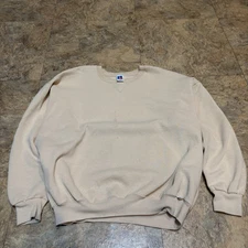 Vintage 90’s Russell Athletic Crewneck Pale Yellow/Tan Made In Mexico XXL