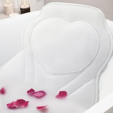 LuxStep Bath Pillow-Bathtub Pillow with Air Mesh Fabric  6 Non-Slip Suction ...