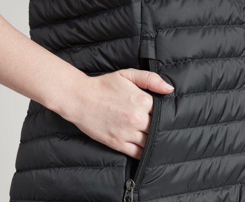 Women’s Kathmandu Heli Black Duck Down 550 Packable Lightweight Hooded Vest Sz12 - Picture 2 of 2