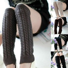 Women Winter Warm Knit High Knee Leg Warmers Crochet Slouch Leggings Boot Socks