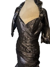 LINEA RAFFAELLI Purple Fishtail Silk Length 61” Back Fit 10-12 Rrp £999