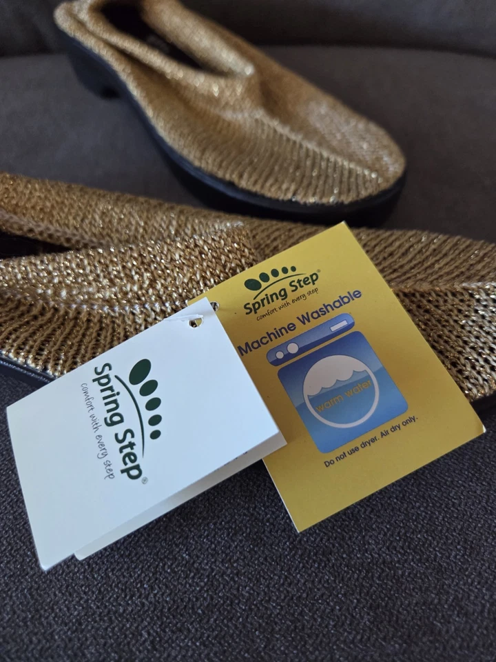 Spring Step Tender Slip On Women’s Shoes Gold Made In Portugal Sz 38 U.S 7.5-8 - Image 4 of 4