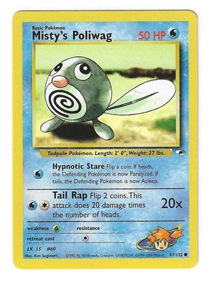 Misty's Poliwag 87/132 - Gym Heroes - Vintage Pokémon TCG - WoTC - LP