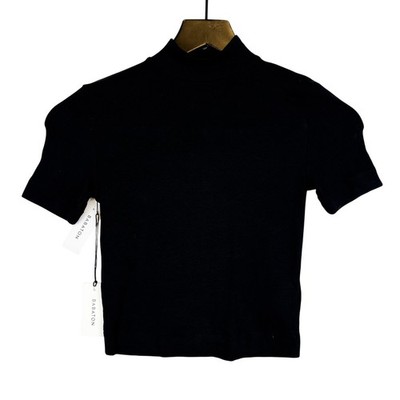 NWT Babaton Aritzia Gonzalo Hip Ribbed Mock TShirt Black $35 - 2XS XXS