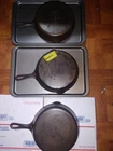Lot Of 3x Griswold #8 Cast Iron Skillet 704  ERIE PA Rare Slant Logo Large Small
