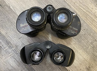 Vintage Binoculars Lot Japan 7x35 Wide Angle Discoverer Amber Optics