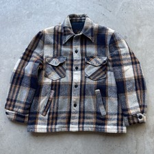 Vintage 70  s John Blair Plaid Sz L Wool Blend Heavy Button Up Jacket Shirt