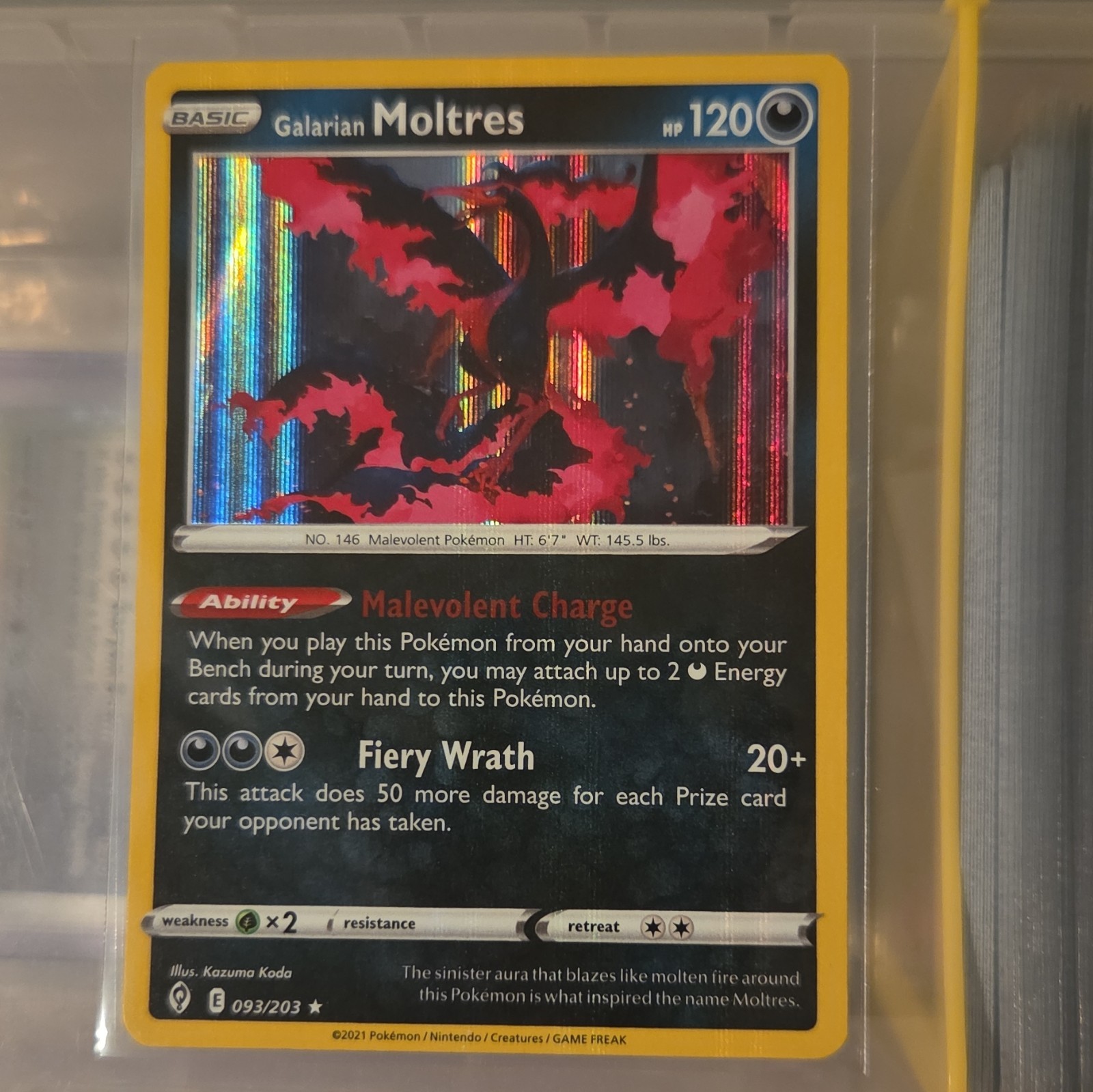 Pokemon TCG Galarian Moltres Holo Rare Evolving Skies EN 093/203