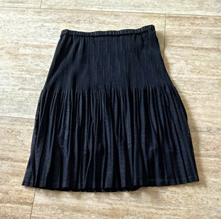 KRISS Damen Plissee Midi Rock Schwarz XL mit elastischem Bund und Spitze Top Z