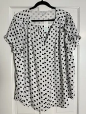 41 Hawthorn Carol Tulip Detail Blouse Black & White Print 3X