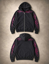 Herren Kapuzenpullover Hoodie schwarz pinke D...