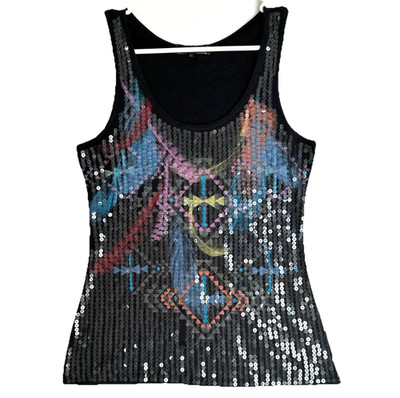 Y2k Sequins Multicolor Tribal Festival Bratz Bratzcore Tank Top Womens XL L VTG