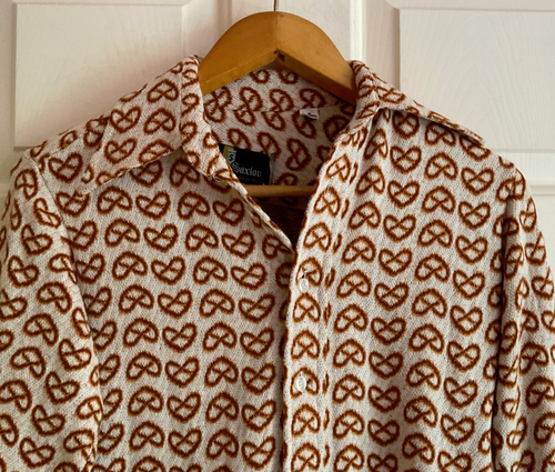 Vintage 60s 70s Saxton Mens Shirt Size S Long Sleeve Dagger Collar Cotton Disco - Picture 2 of 4