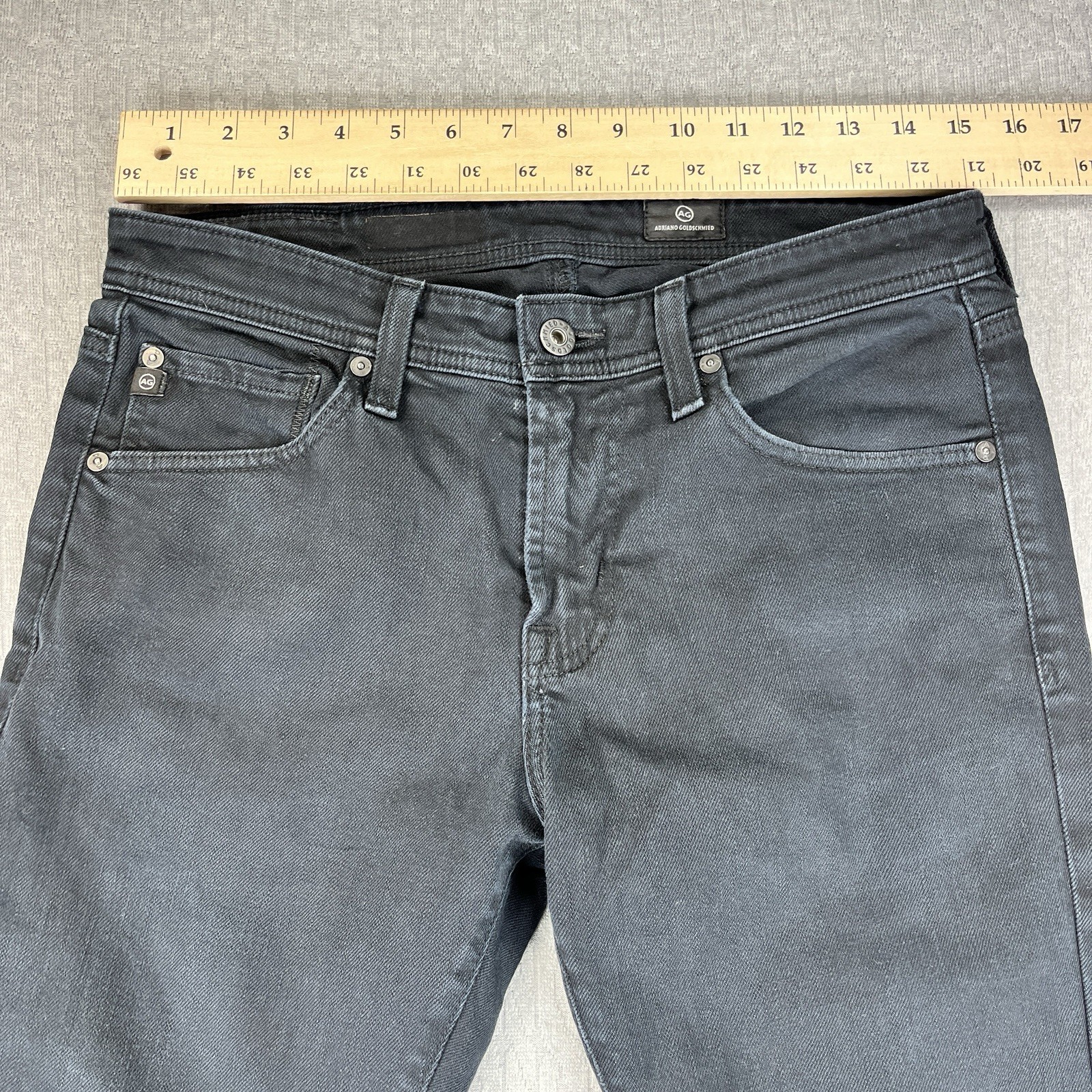 AG Adriano Goldschmied Jeans Men 30X27 1/2 Black tapered Leg Denim Pants thumbnail 5