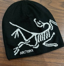 NWT Arc'teryx Bird Head Toque Beanie Black/White Merino Wool Winter Hat