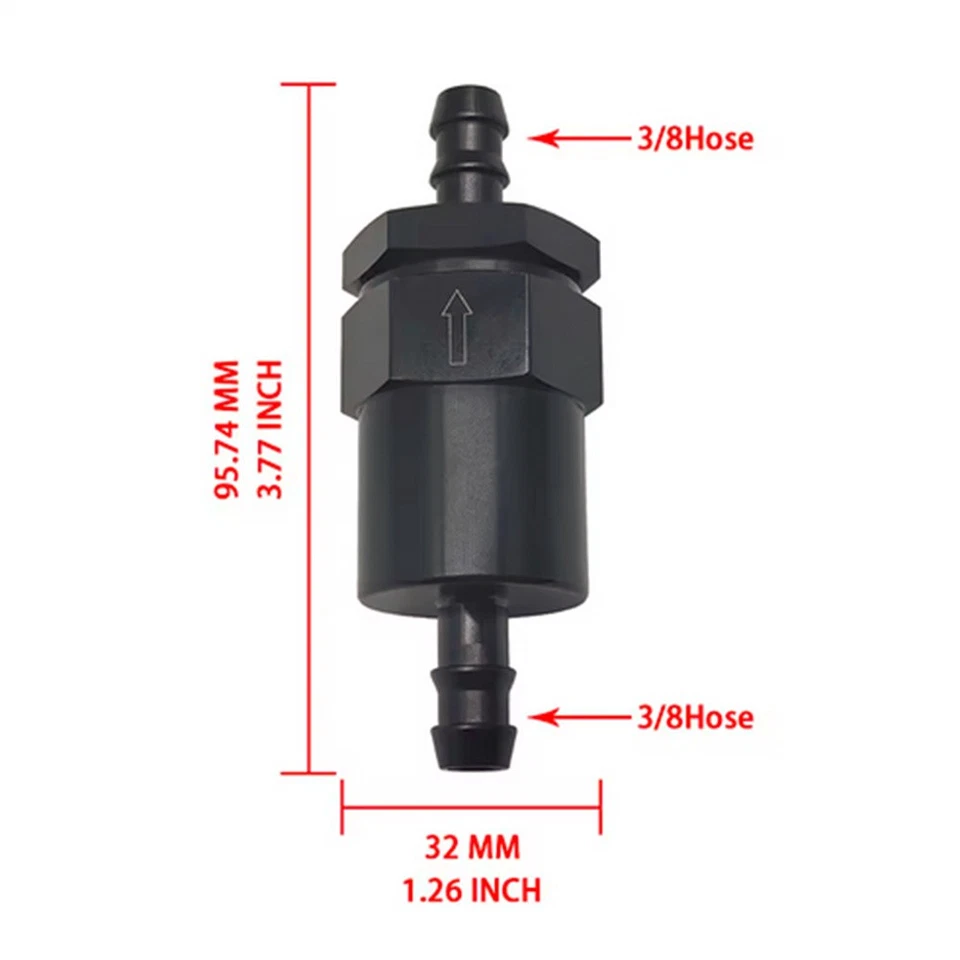 High Quality 6061-T6 Aluminum 3/8" Inline Fuel Filter 30 Micron Black - Image 2 of 4