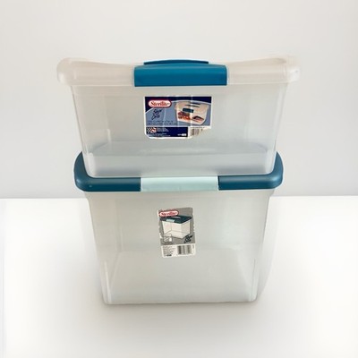 Sterilite Show-Offs 1874 1876 Clear Nesting Storage Bins 2pc Set Vintage USA
