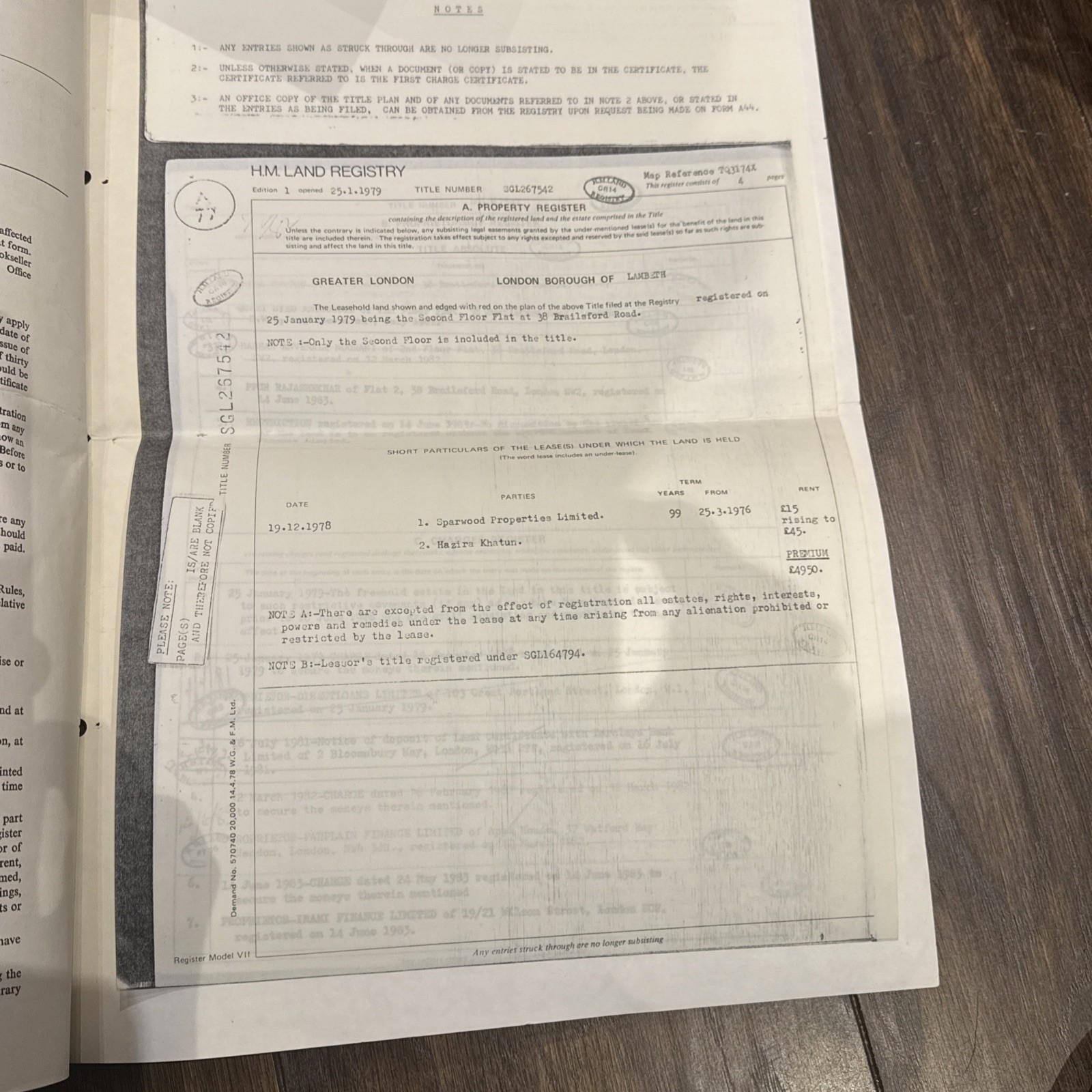 H.M. Land Registry - 1979 Charge  Certificate,  thumbnail 4