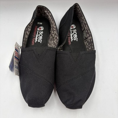 Bobs From Sketchers Black Canvas Slip On Casual Shoes 7-5 NWT