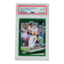 2023 Clearly Donruss Green Aaron Rodgers #38 SP #'d /25 PSA 10