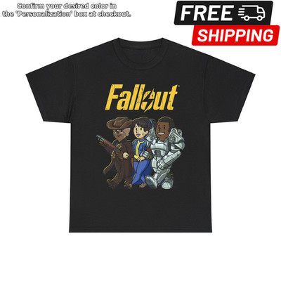 Fallout Tshirt Cartoon Nuclear characters Unisex Heavy Cotton The Ghoul Vault