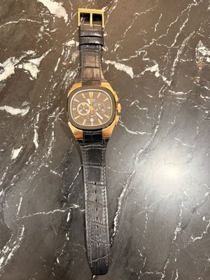 Breil Milano Men s Chronograph Watch Black Leather Strap Needs Battery